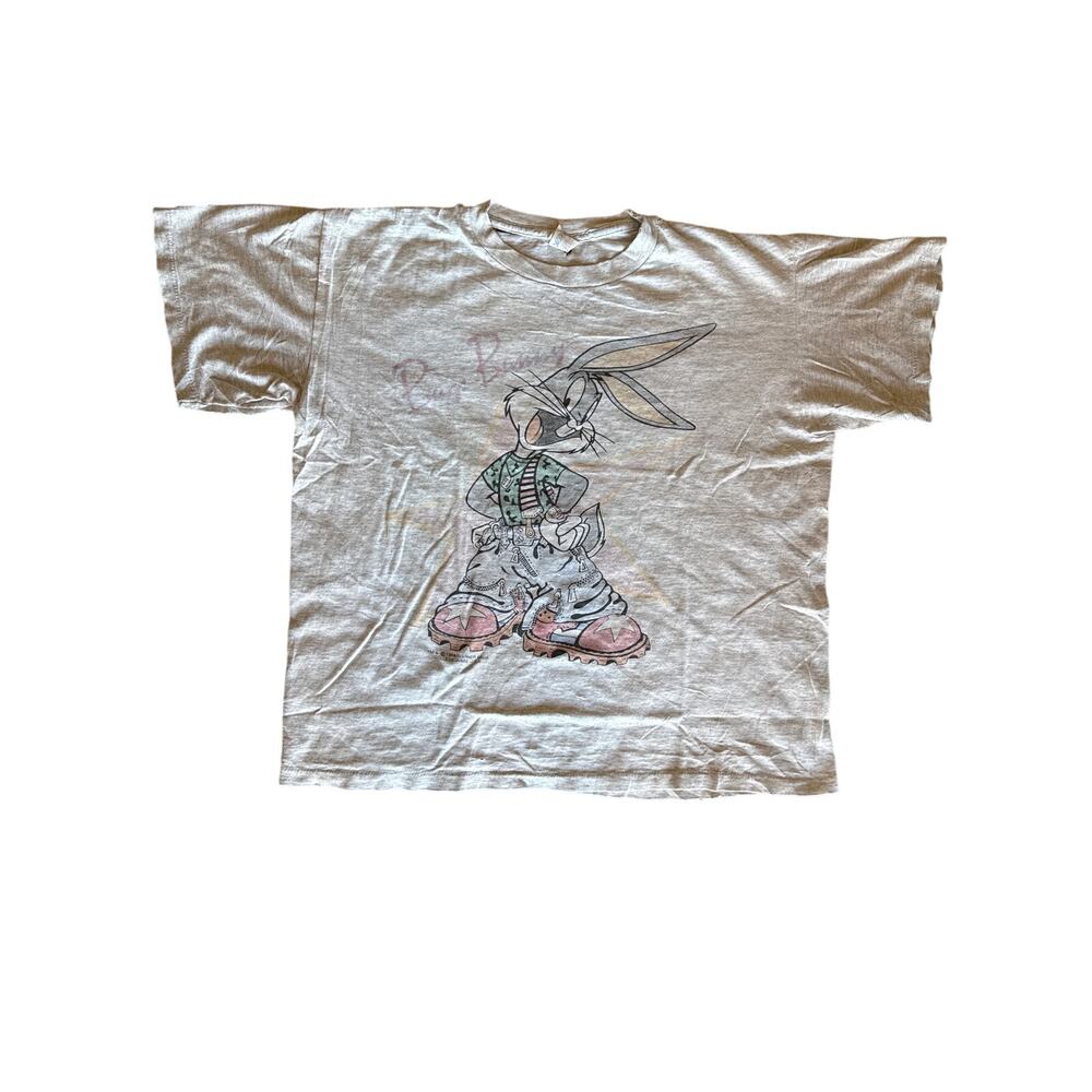 Vintage 94 Bugs Bunny 90’s Wear USA Made Single Stitched Heather Gray L T-Shirt
